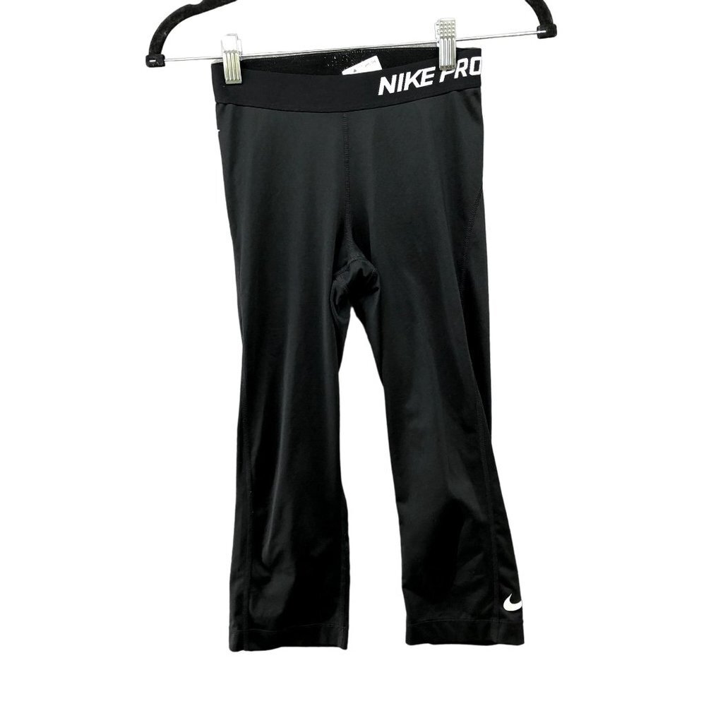 Nike Pro Workout Leggings Cropped Capri Womens XS‎ Black Dri-fit Gym Active Yoga
